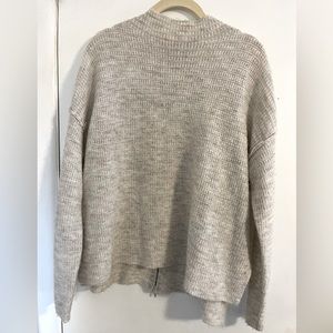 BKE Buckle Cream Zipper Back Oversized Sweater